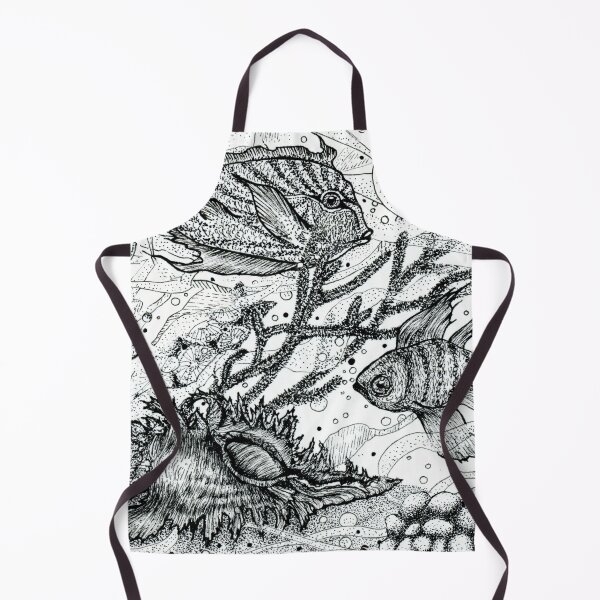 Item preview, Shell and fish underwater world black and white designed and sold by Susanne Margarete Lutz.