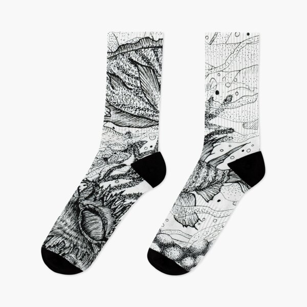 Item preview, Shell and fish underwater world black and white designed and sold by Susanne Margarete Lutz.