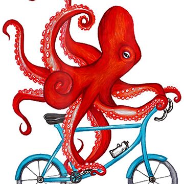 Artwork thumbnail, Octopus On Bicycle Cycling Octopus by KittyNikolaus