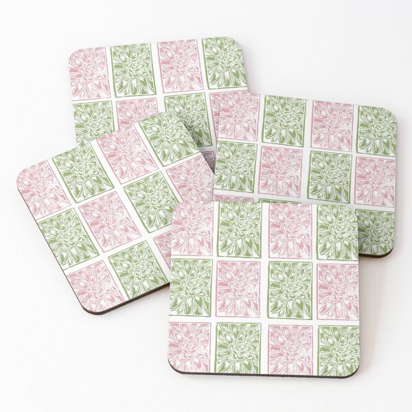 Item preview, Patrón de impresión Lino rosa y verde designed and sold by abigailj-art.