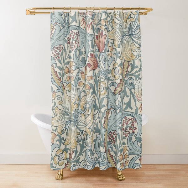 William Morris Golden Lily Slate Manilla Pattern Shower Curtain