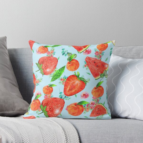 Item preview, Juicy blue print with watermelons, strawberries and peaches, designed and sold by TanitaSib.