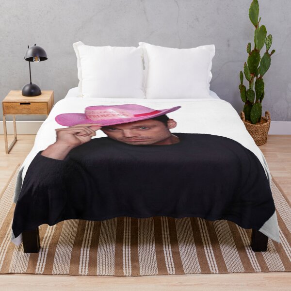 Yee Haw! Sebastian Stan with Pink birthday Princess Cowboy Hat Throw Blanket