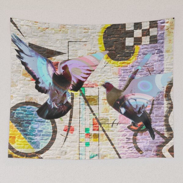 Item preview, Hippielove streetart with doves designed and sold by Elmanji.