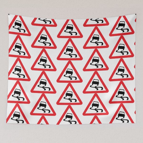 Item preview, UK traffic sign: Slippery road ahead (TSRGDNO 557) designed and sold by Spyromike.