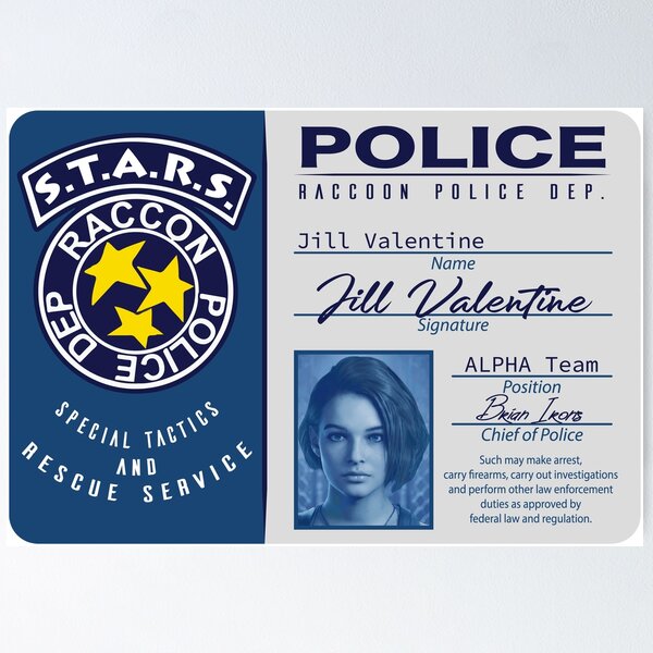 RESIDENT EVIL 2 Apocalypse | Jill Valentine Raccoon City S.T.A.R.S. Police  ID