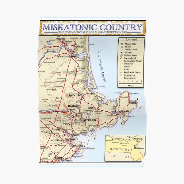 Mapa de Miskatonic Country Póster