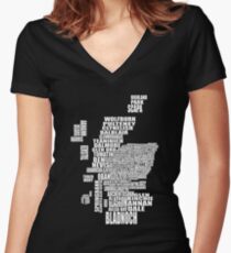 Distillery Map of Scotland Women's Fitted V-Neck T-Shirt