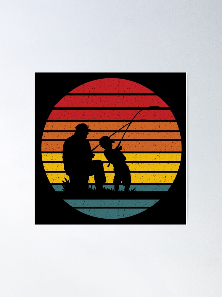 Father son fishing buddies simple illustration Poster for Sale by  poojapatel5