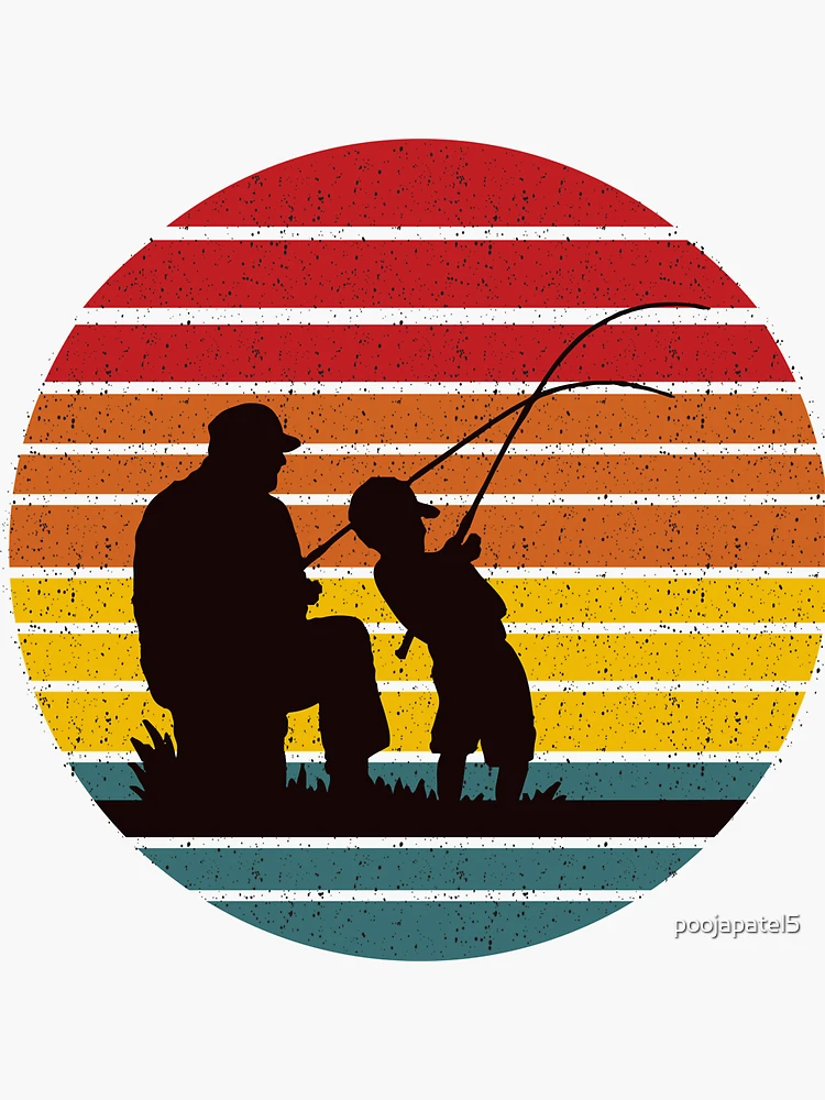 Heartbeat / Pulse - Father / Son Fishing Silhouette Sticker for