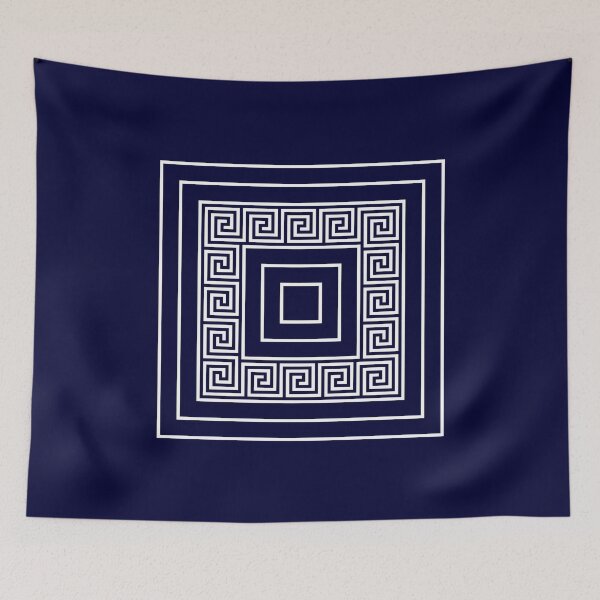 Item preview, Navy Blue Greek Key Meander Framed Squares designed and sold by rewstudio.