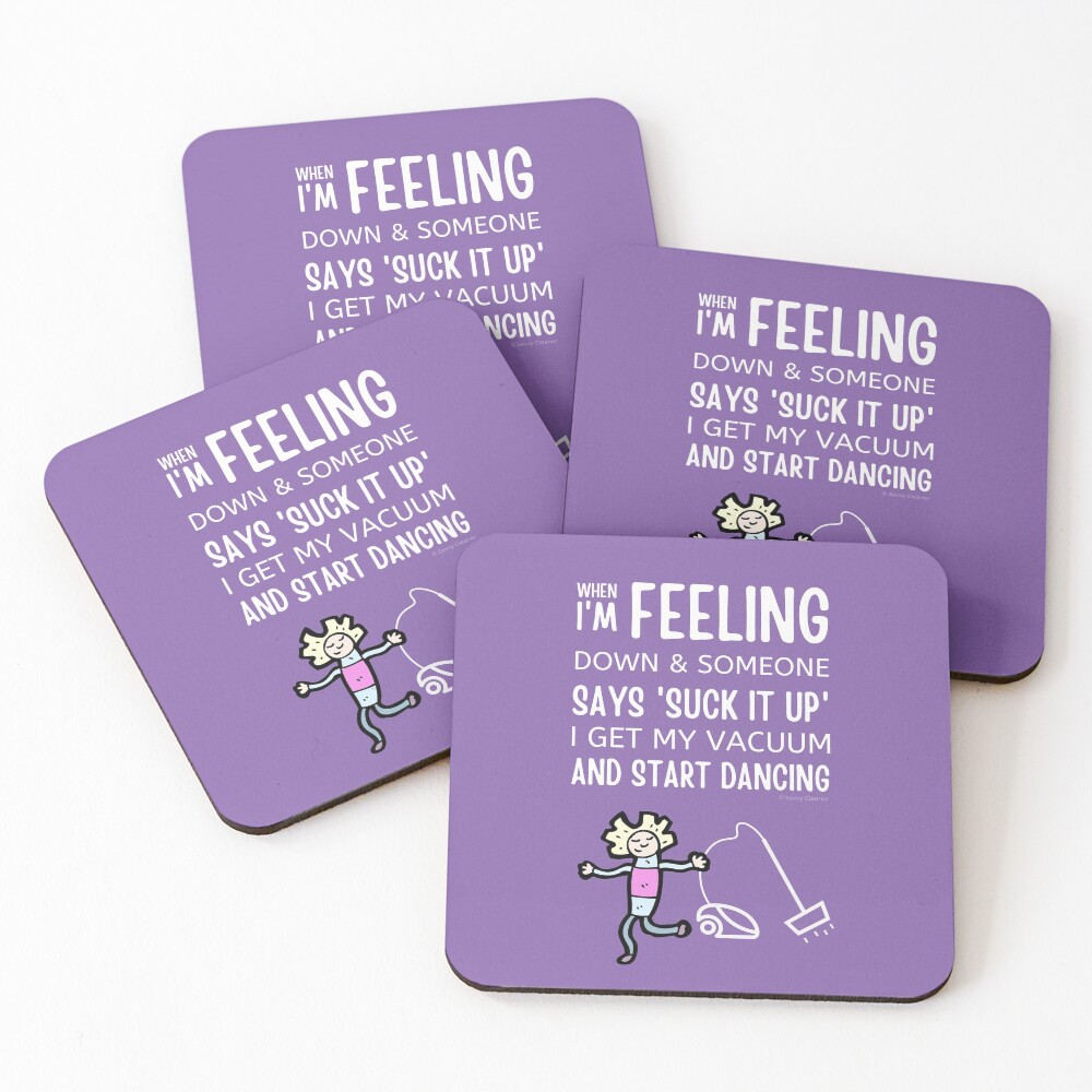 Start Dancing Vacuum Dance Vacuuming Fun Cleaning Lady Humor Coasters (Set of 4)