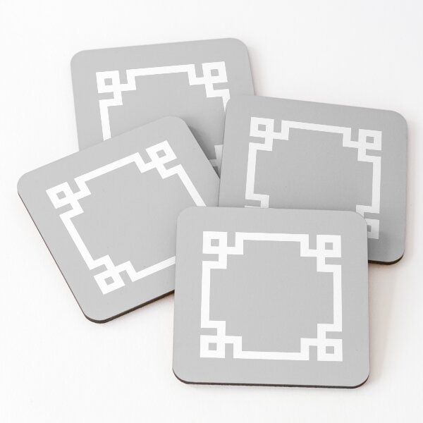 Item preview, Silver Gray Greek Key Square designed and sold by rewstudio.