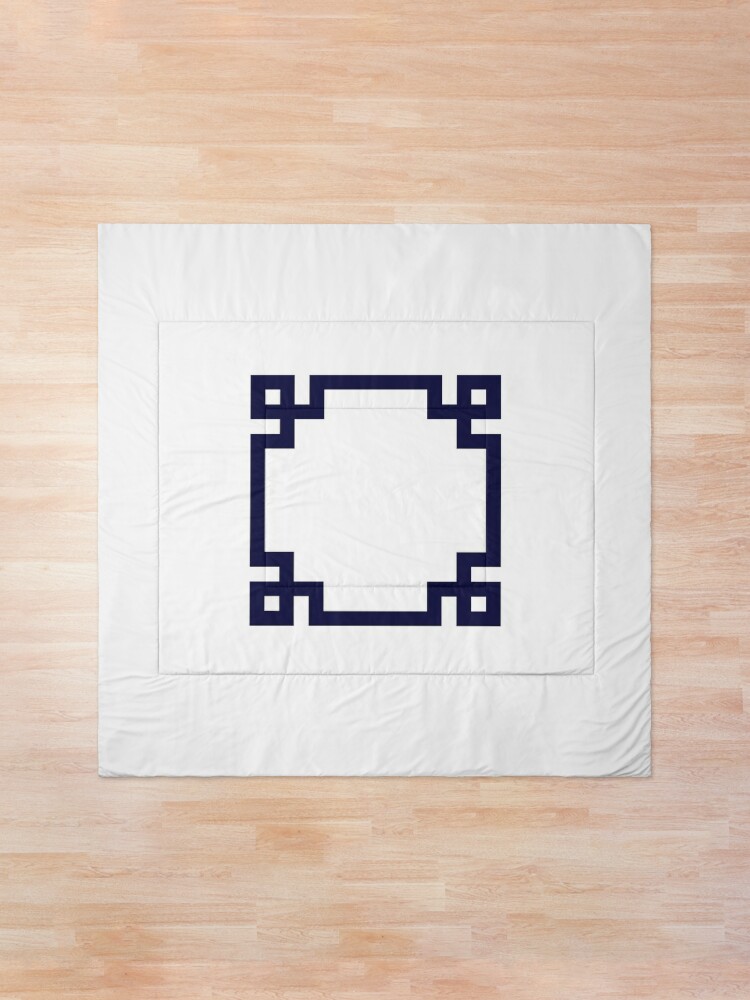 Navy Blue Greek Key Square On White Comforter for Sale by rewstudio