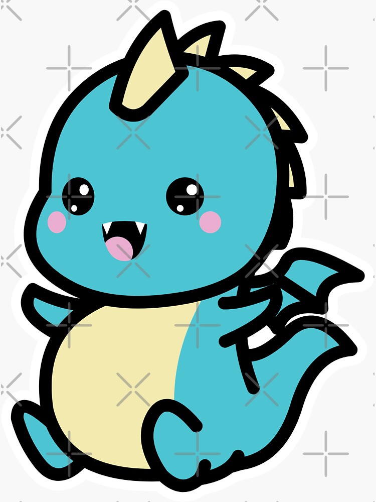 Cute Kawaii Blue Dinosaur | Sticker