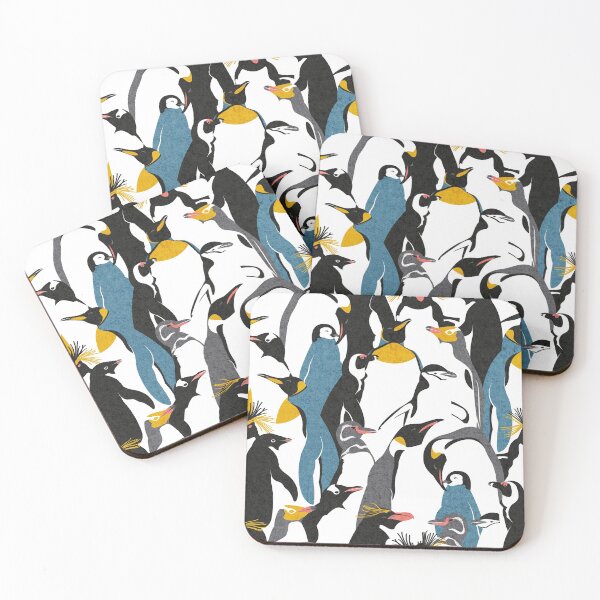Artikelvorschau, Wir lieben Pinguine // schwarz weiß grau dunkel blaugrün gelb und Korallenarten von Pinguinen entworfen und verkauft von SelmaCardoso.