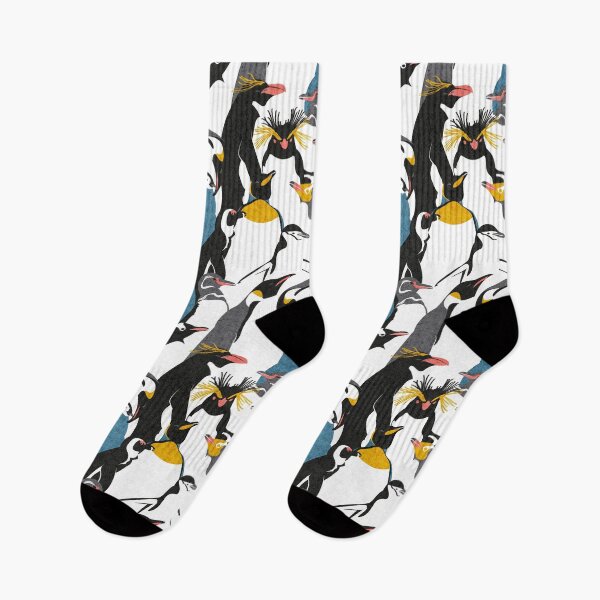 Item preview, We love penguins // black white grey dark teal yellow and coral type species of penguins designed and sold by SelmaCardoso.