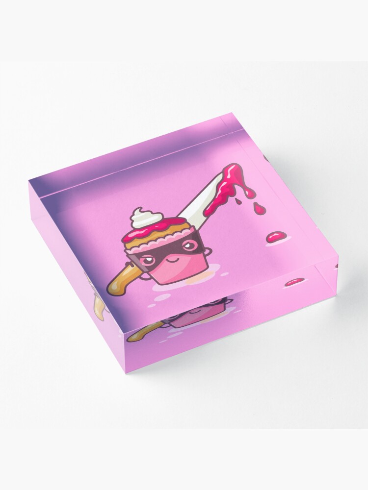 Alternate view of Cupcaked Crime Pink Cozy Murder Mystery Pun Cupcake Acrylic Block