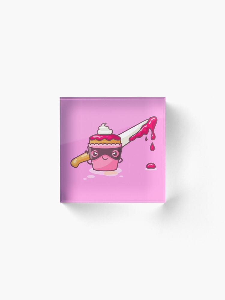Alternate view of Cupcaked Crime Pink Cozy Murder Mystery Pun Cupcake Acrylic Block