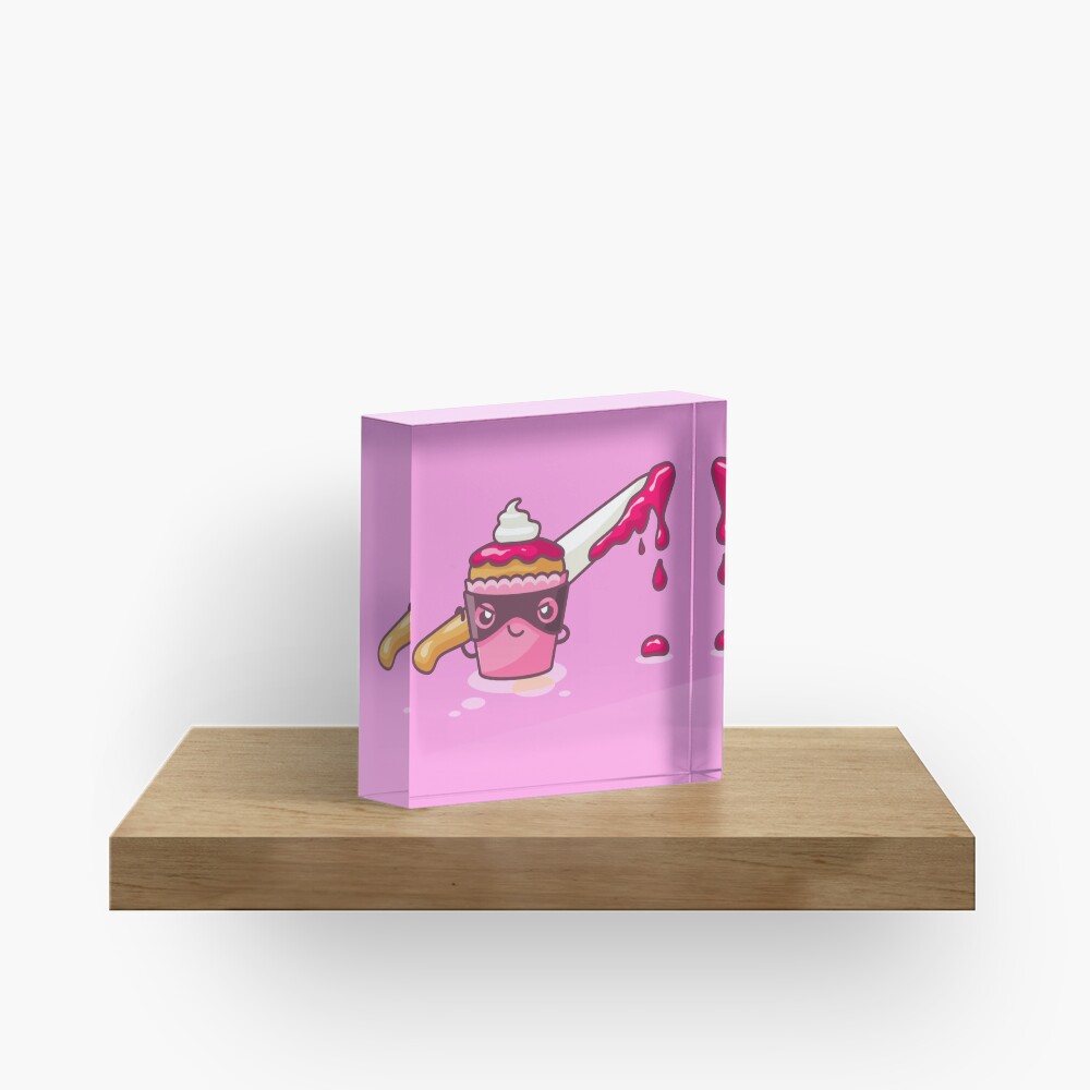 Cupcaked Crime Pink Cozy Murder Mystery Pun Cupcake Acrylic Block