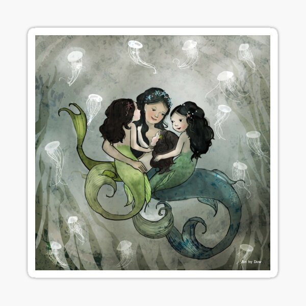 Mermaid Mother and Girls Sticker