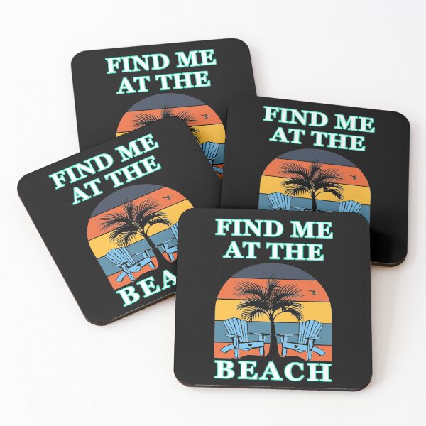 Item preview, Find Me At The Beach - Palm Trees Beach Chairs Sunset Retro Seagull designed and sold by KeysTreasures.