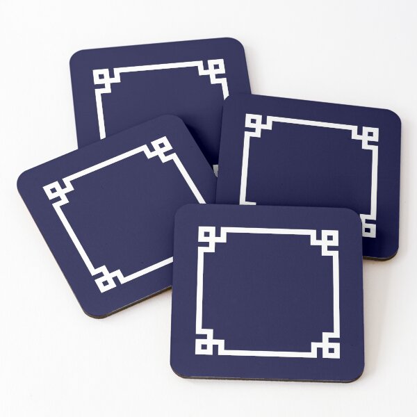 Item preview, Greek Key Square White On Navy Blue designed and sold by rewstudio.