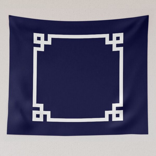 Item preview, Greek Key Square White On Navy Blue designed and sold by rewstudio.