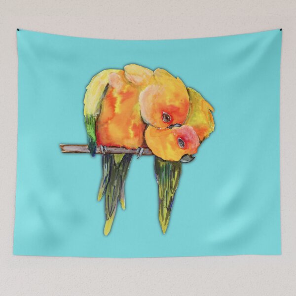 Item preview, Two cuddling sun conures designed and sold by Bwiselizzy.