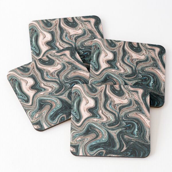 Aperçu de l'œuvre Beige & Turquoise Abstract Marble créée et vendue par Flydea.