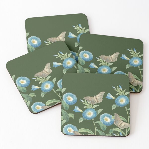 Item preview, Blue Flowers and Butterflies over green designed and sold by LeAllureVintage.