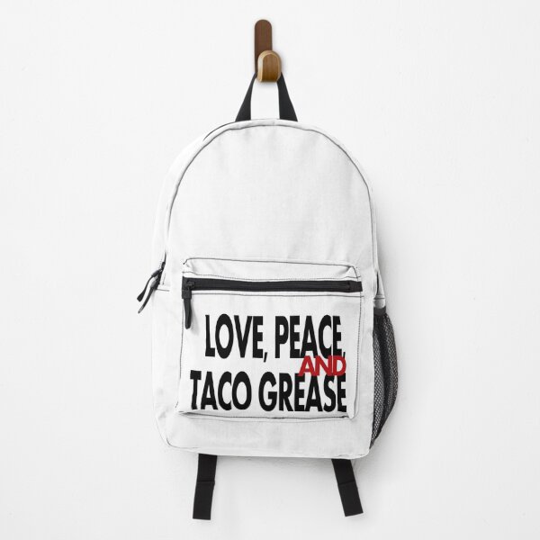Item preview, Love, Peace, & Taco Grease designed and sold by Amanda Vontobel Photography/Random Fandom Stuff.