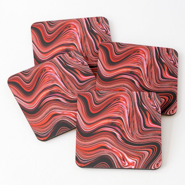Item preview, Red Abstract Wave in Black Color designed and sold by Flydea.