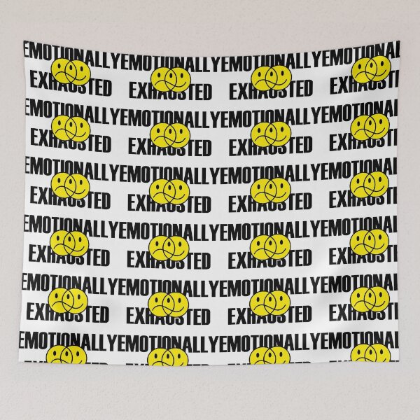 Item preview, EMOTIONALLY EXHAUSTED - Anxiety Feelings Stickers, T-Shirt, Hoodie, Smiley - Black designed and sold by 3-FIGURES.