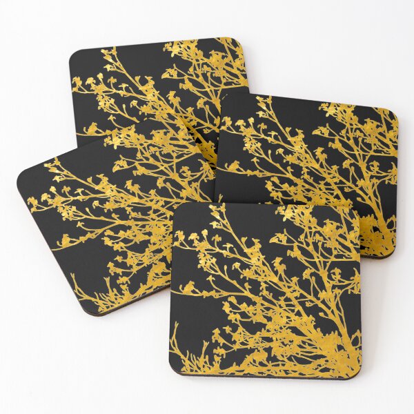 Item preview, Spring's Bloom Gold Foil On Black Background designed and sold by Rosinda.