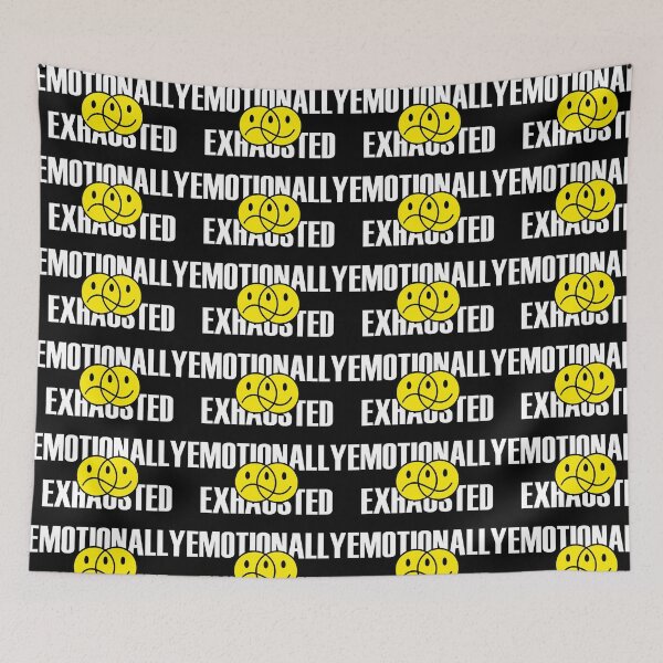 Item preview, EMOTIONALLY EXHAUSTED - Anxiety Feelings Stickers, T-Shirt, Hoodie, Smiley - White designed and sold by 3-FIGURES.