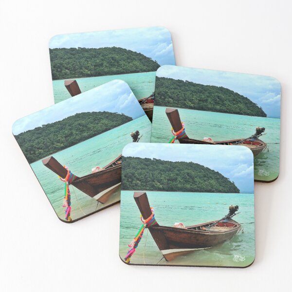 Item preview, Anchored boat at a blue beach  designed and sold by TumblesMumbles.