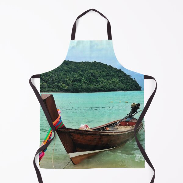 Item preview, Anchored boat at a blue beach  designed and sold by TumblesMumbles.