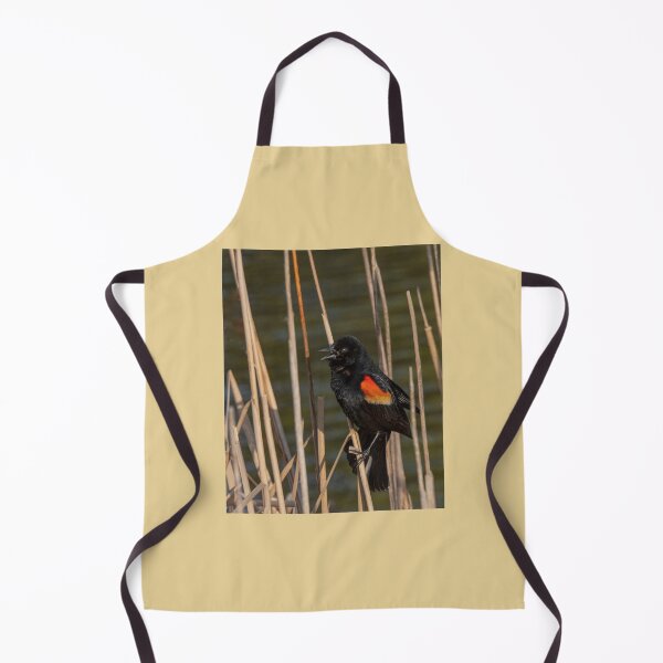 Item preview, Male Red-Winged Blackbird Among Rushes Calling to His Mate designed and sold by Gerda Grice Photography.