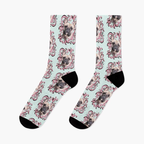 Item preview, French bulldog, pink decorations leaves, frenchie lovers gift designed and sold by Collagedream.