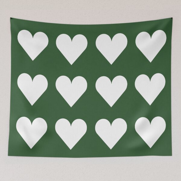 Item preview, Large WHITE & PINE GREEN LOVE HEARTS designed and sold by RachelMacht.