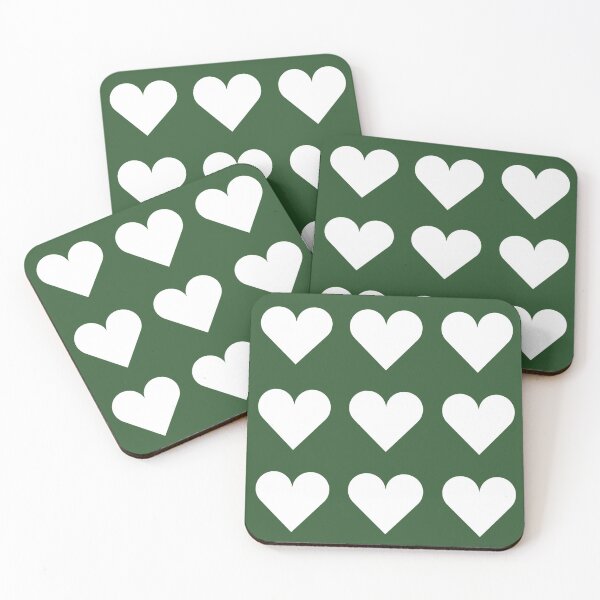 Item preview, Large WHITE & PINE GREEN LOVE HEARTS designed and sold by RachelMacht.