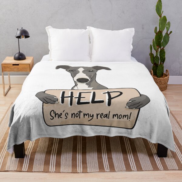 Item preview, Funny dog design for Greyhound moms; Help, she's not my real mom designed and sold by ThisIggyLife.