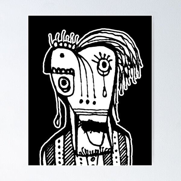 Item preview, Black and White Freaky Monster Drawing designed and sold by DFLC Prints.