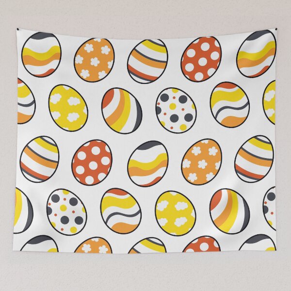 Item preview, Egg Pattern | Yellow Orange Gray | Stripes Clouds Flowers Dots | White designed and sold by Wintre2.