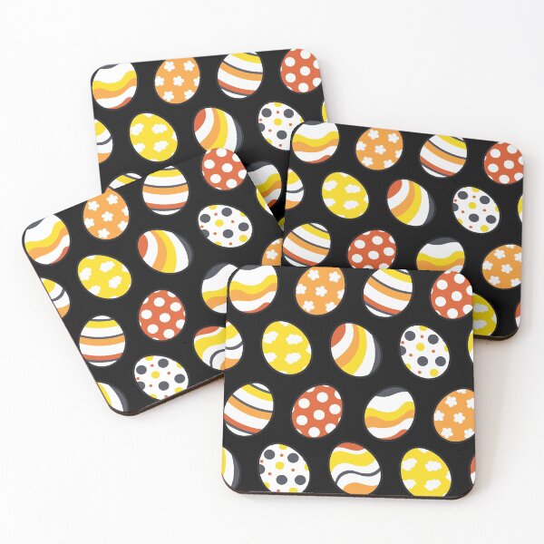 Item preview, Egg Pattern | Yellow Orange Gray | Stripes Clouds Flowers Dots | Black designed and sold by Wintre2.