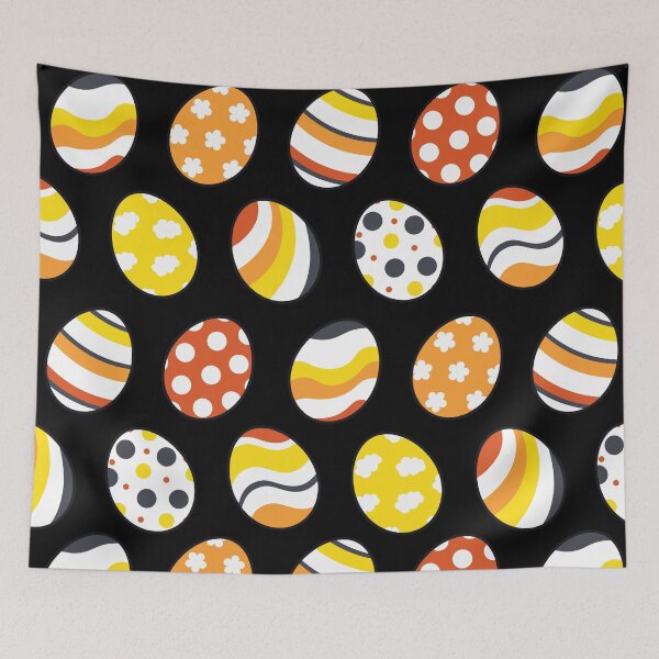 Item preview, Egg Pattern | Yellow Orange Gray | Stripes Clouds Flowers Dots | Black designed and sold by Wintre2.