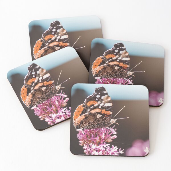Item preview, Macro of Red Admiral butterfly called Vulcain Vanessa atalanta placed on pink flower designed and sold by Grégory DUBUS.