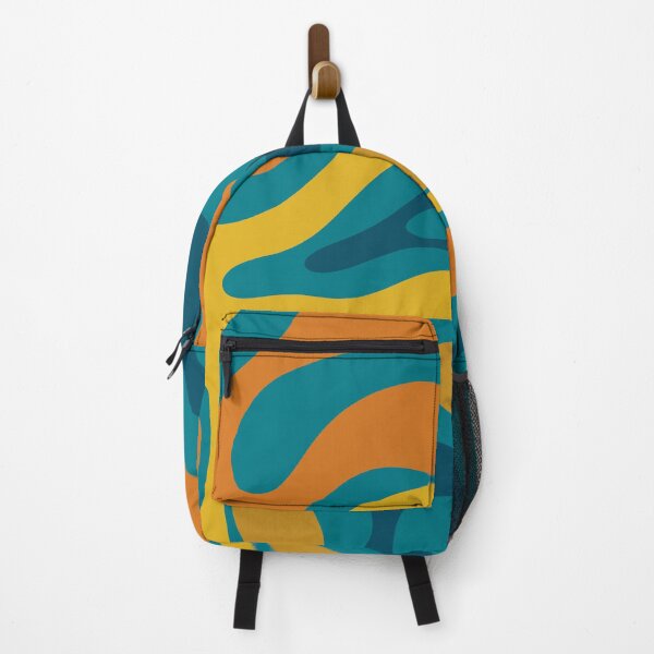 Item preview, Modern Retro Liquid Swirl Abstract Pattern in Moroccan Teal Blue, Mustard, and Orange designed and sold by kierkegaard.