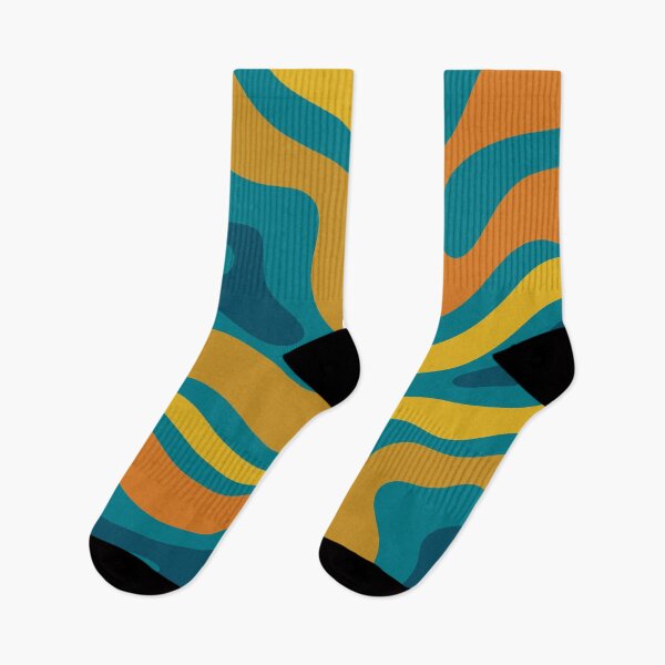 Item preview, Modern Retro Liquid Swirl Abstract Pattern in Moroccan Teal Blue, Mustard, and Orange designed and sold by kierkegaard.